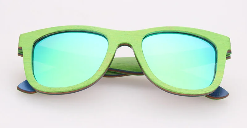 Коричневые деревянные солнцезащитные очки для скейтборда, женские ретро солнцезащитные очки, мужские роскошные брендовые поляризованные винтажные деревянные очки, Брендовые очки - Цвет линз: green lens