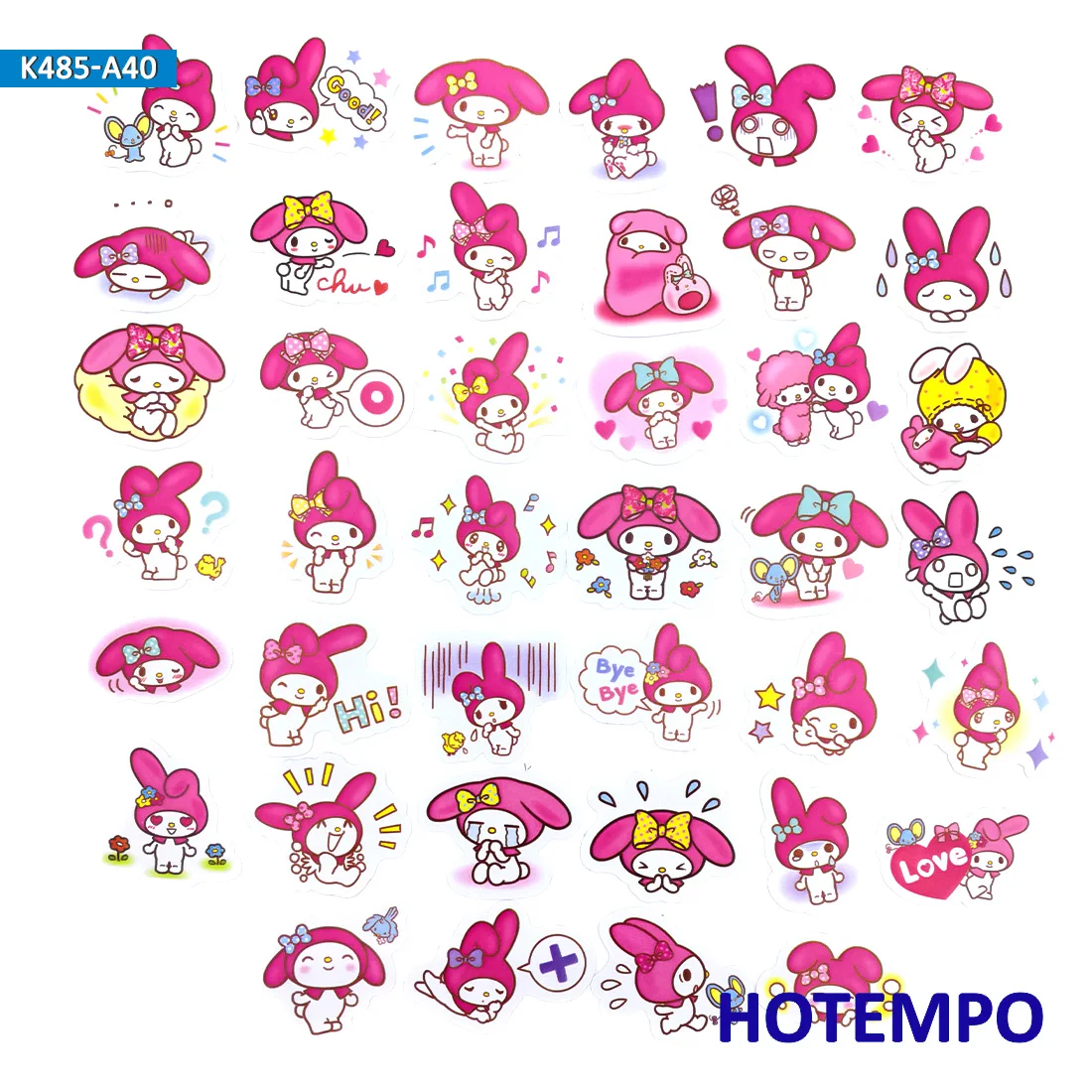 

40pcs Sanrio Cute Lovely Melody Stickers for Kid DIY Pink Girl Children Letter Stationery Scrapbooking Diary Pegatinas Sticker