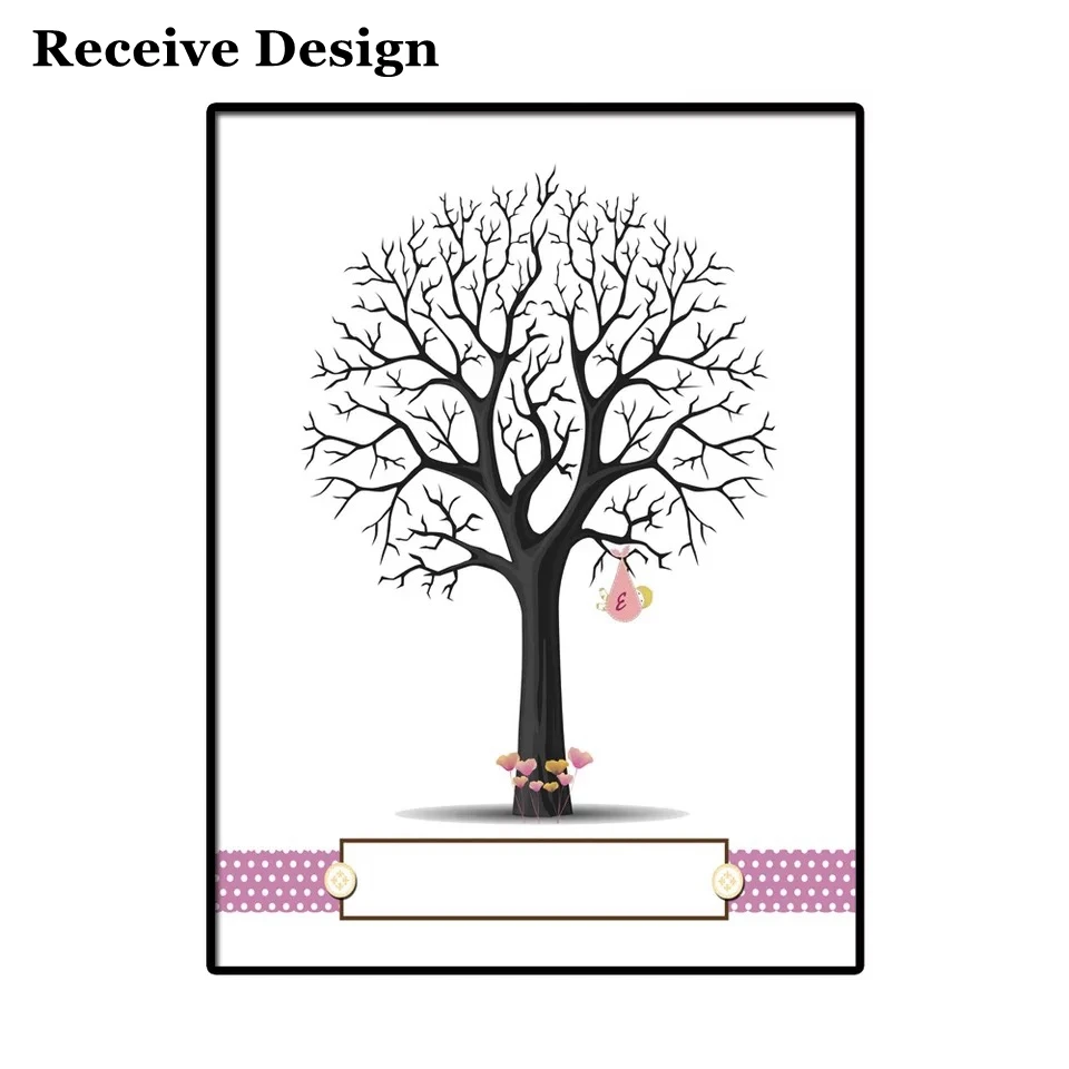 Свадебные дерево холст печати DIY отпечаток пальцев Подпись Гостевая книга для свадьбы или «нулевого дня рождения» день рождения пользовательские имя, дата