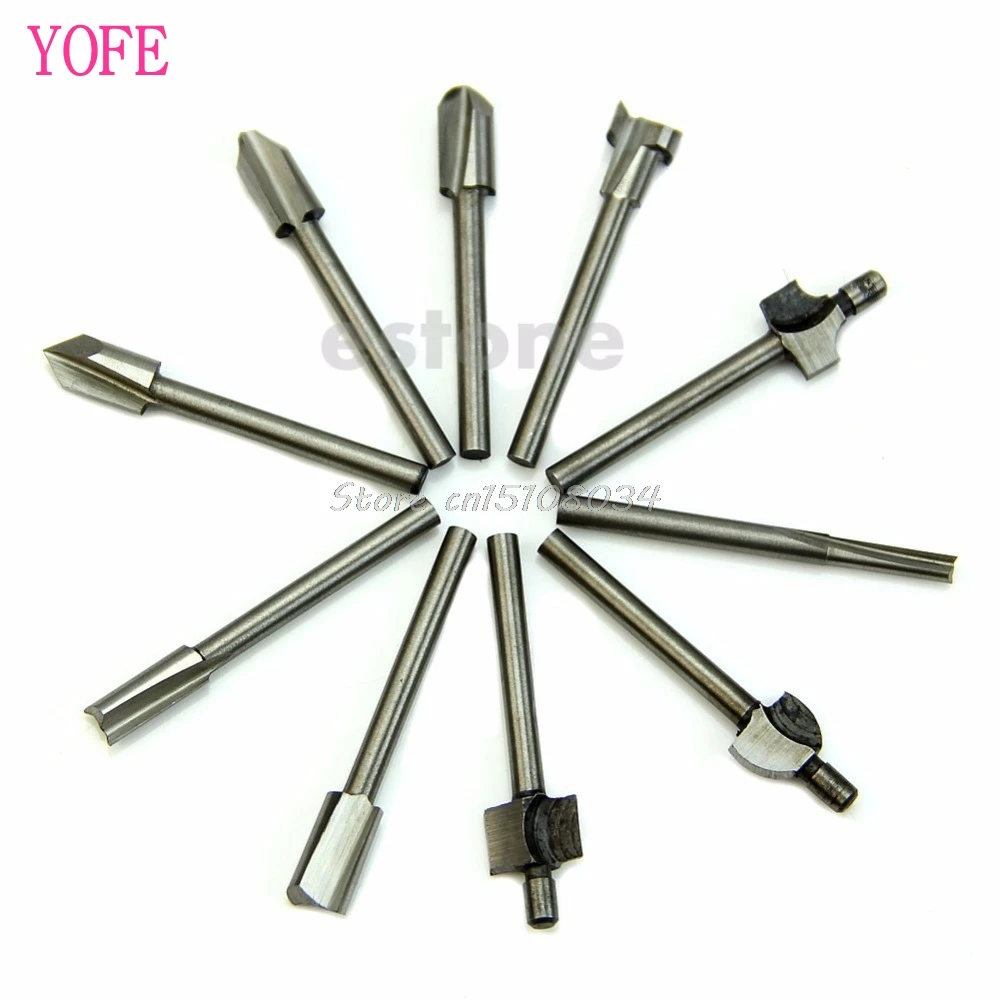 HSS Router Bits Wood Cutter Milling Fits Dremel Rotary Tool Set 10pcs 1
