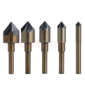 

TOOZO 5pcs Tri-Flat Shank Quick Change 1/4"-3/4" Industrial Countersink Drill Bit Set