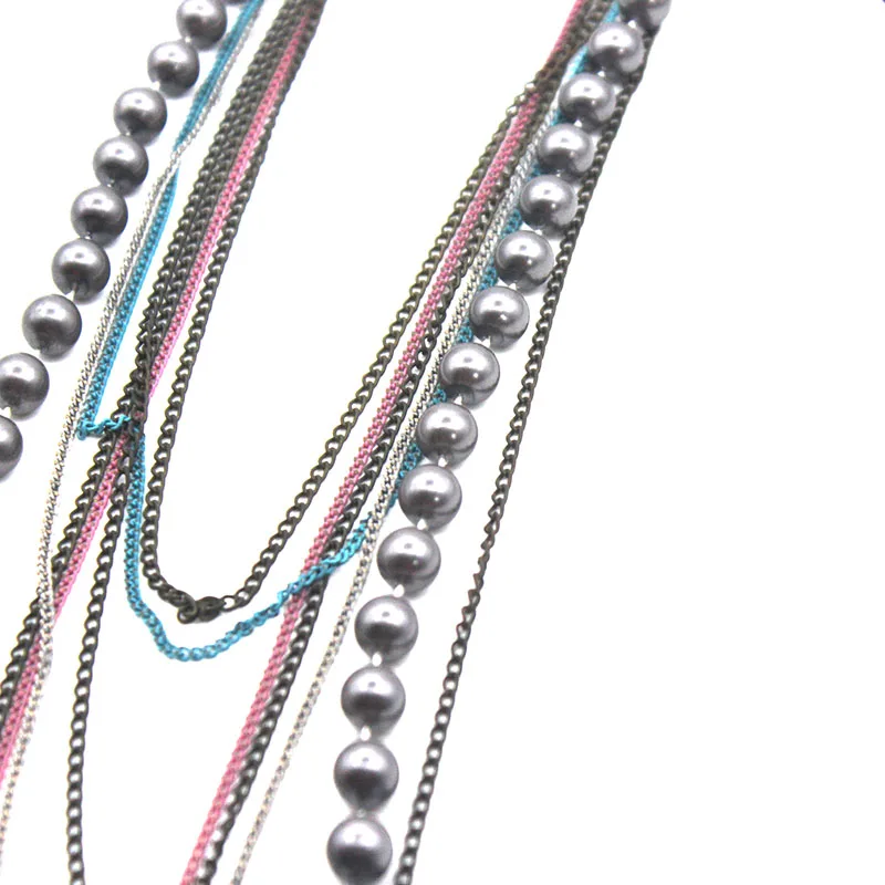 FY Новые многослойные цветные цепи длинные имитация жемчуга корейские замшевые длинные свитера ожерелье