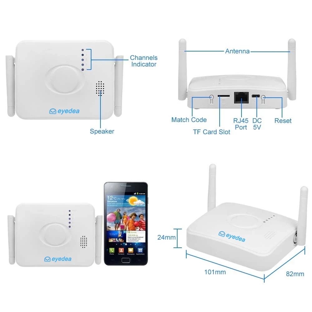 Eyedea 4CH Wifi NVR with 2PCS 1080P Audio Wireless CCTV Security IP Camera PIR Motion Detection Video Surveillance Camera Kit Eyedea 4CH Wifi NVR with 2PCS 1080P Audio Wireless CCTV Security IP Camera PIR Motion Detection Video Surveillance Camera Kit