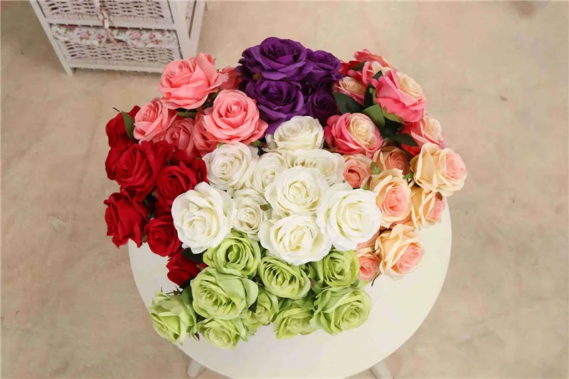Flone 9 Heads Artificial French Style Rose Flowers Fake Silk Flower Simulation Bouquet Wedding Party Home Decoration Floral Art (1)