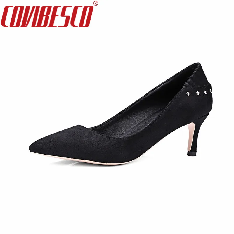 

COVIBESCO Spring Summer New Women Shoes Basic Retro Fashion High Heels Pointed Toe Office & Career Shallow Footwear Women Pumps
