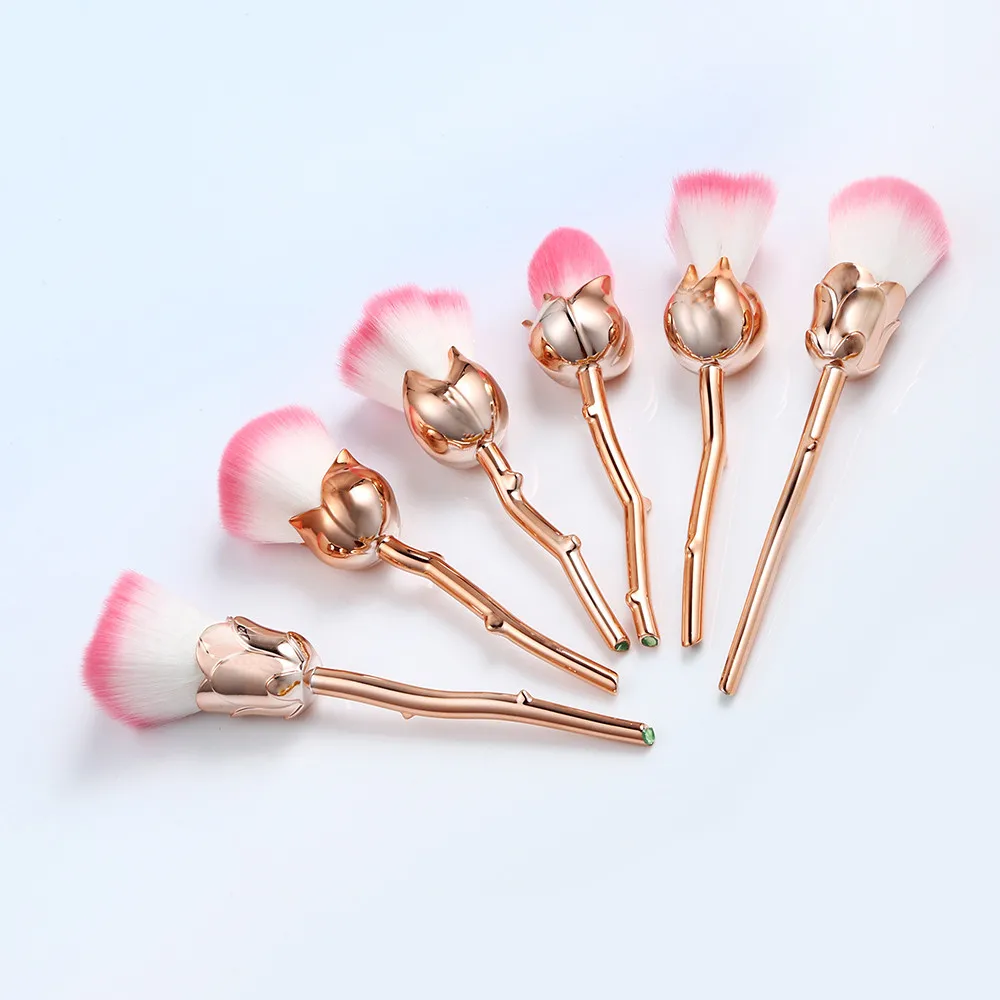 

6 Pcs Pro Soft Contour Face Powder Foundation Makeup Brushes Set Gold Rosette Cosmetic Make-up Brushes Kit maquiagem #622