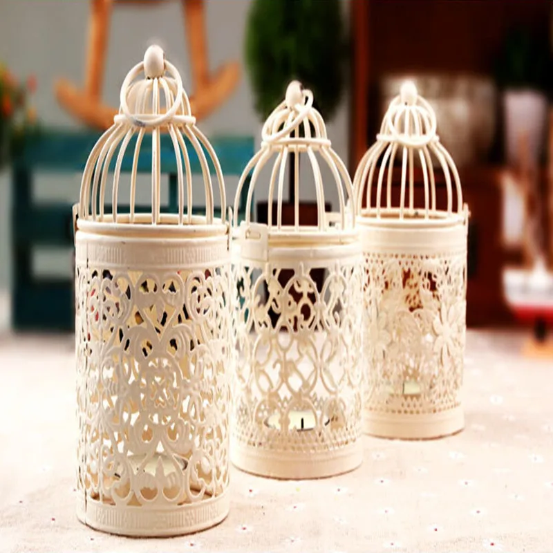 free shipping hot sale white birdcage candle holders wedding decoration,iron candlestick,lantern
