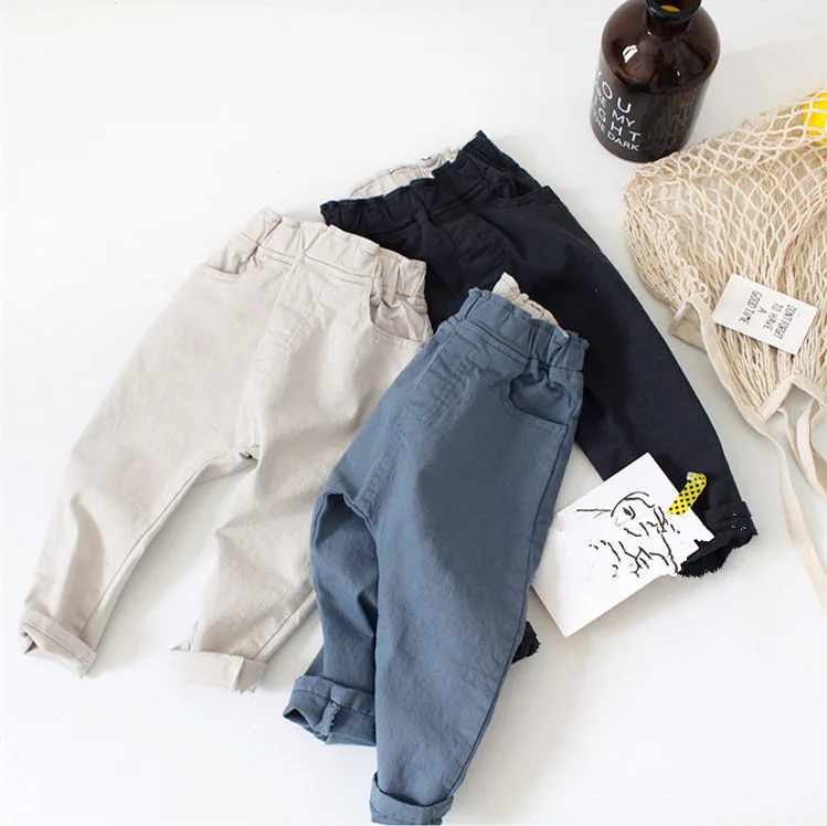

2019 autumn autumn new children clothing baby boys girls Korean solid color joker cotton leisure trousers kids pants