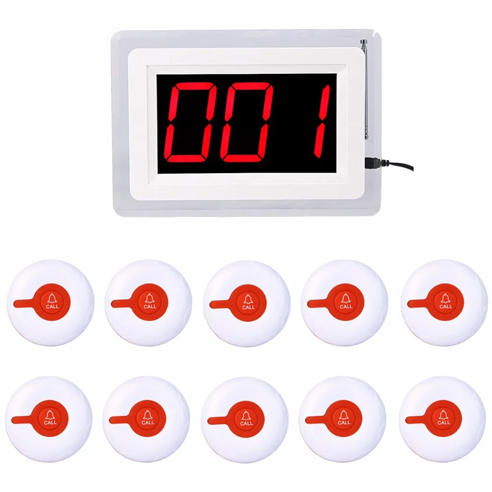 

Cafe Wireless Calling Paging System 433MHz Call Bell Pagers Hotel KTV Voice Receiver Host One Key Waterproof Transmitter F3287B