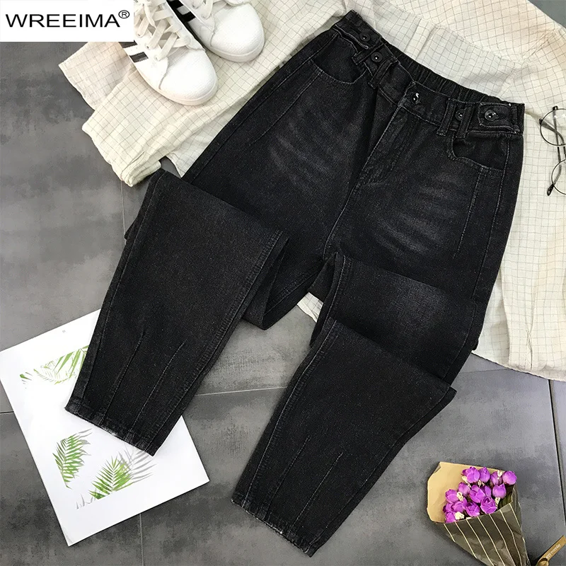 Korean Fashion Women Casual Long Denim Pants Solid Color Pockets Zipper Up Vintage Jeans Plus Size Pencil New Design Z946 |