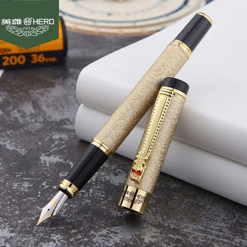 

Free Shipping Dragon Crystal Fountain Pen Hero 6006 Luxury Full Metal Body Gift Writing Pen Buy 2 Pens Send Gift