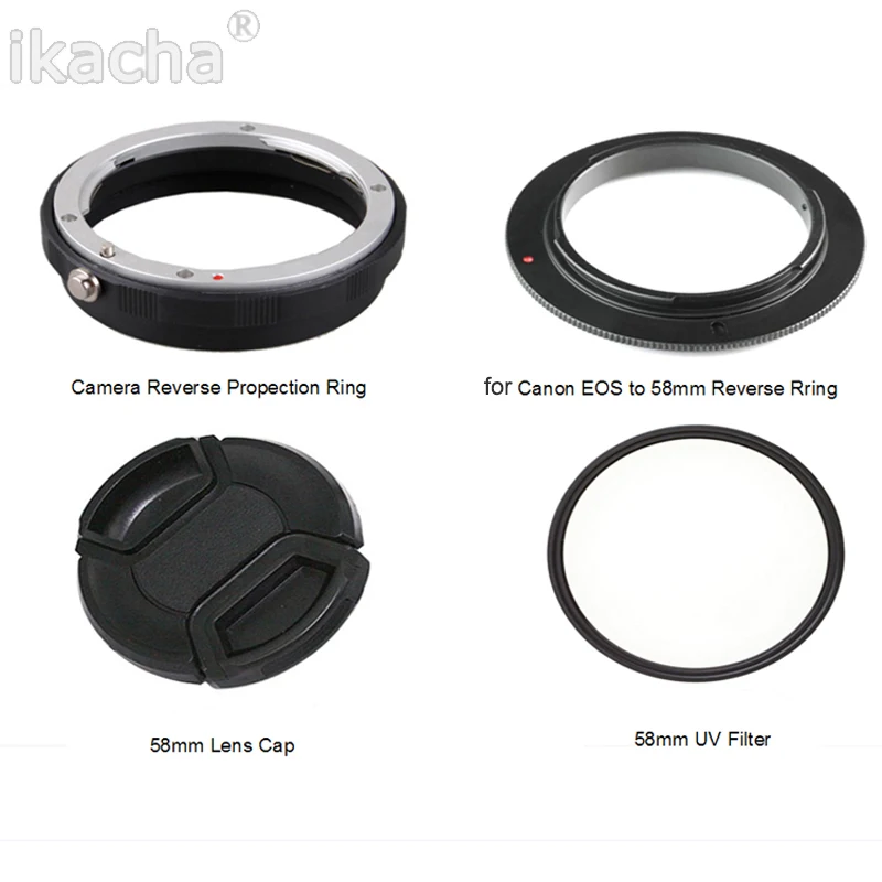 

Camera Macro Lens Reverse Adapter Protection Set for Canon EOS 60D 70D 80D 600D 700D 750D 800D 1200D 100D 58mm UV Filter