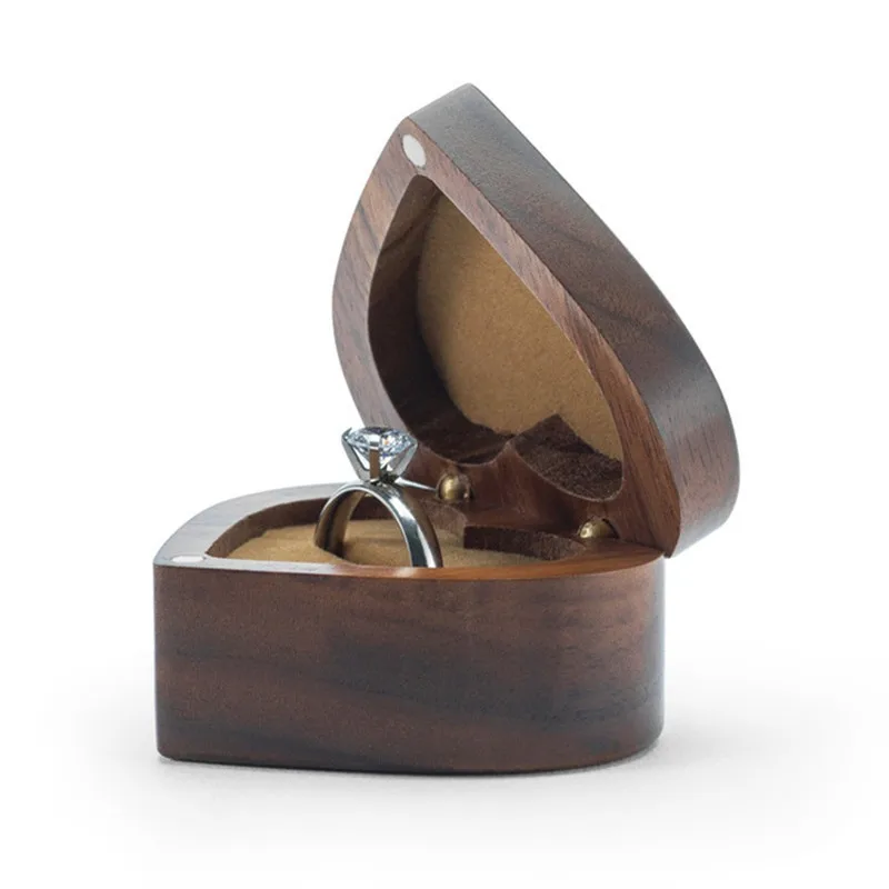 

Display heart wood wooden wedding jewelry packaging display case portable designer ring box organizer mothers day gift