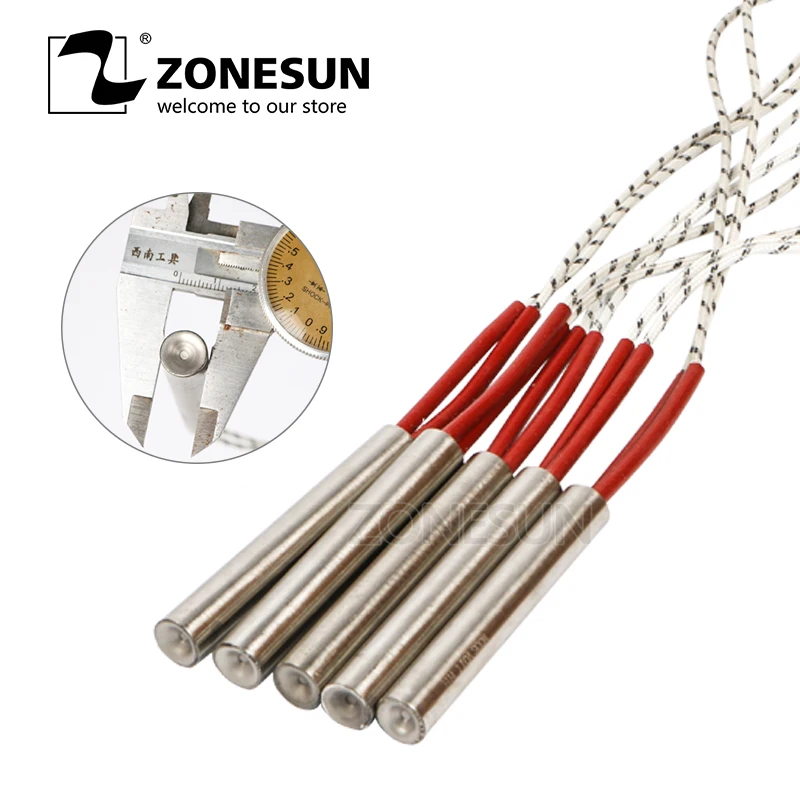 ZONESUN 5 шт. нагревательный элемент патрона 12x150/200 мм размер трубки AC110V/220 V/380 V нержавеющая сталь тепловые части