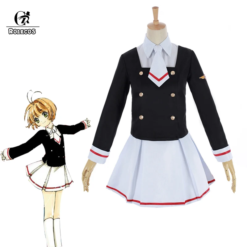 

ROLECOS Cardcaptor Sakura Clear Card Cosplay Costume Sakura Kinomoto Cosplay Shaoran Li Costume Tomoyo School Uniform New Anime