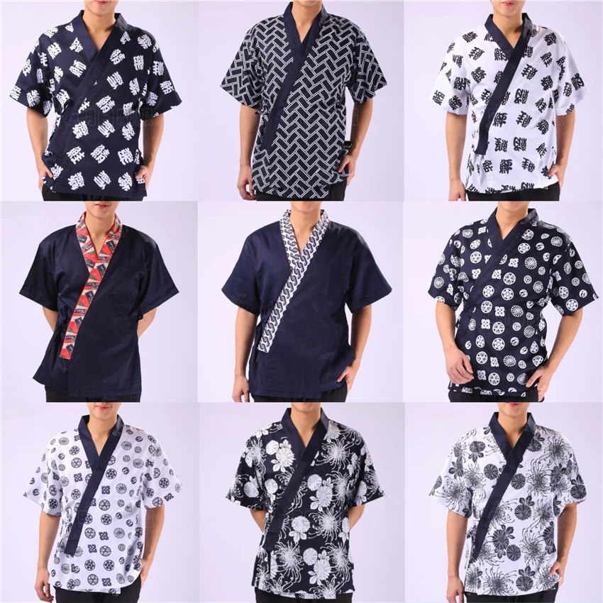 

17Color Sushi Restaurant Work Wear Chef Uniforms Food Service Print Short sleeve Japanese Style Kitchen Cook Jacket Clothing