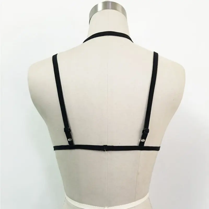 2018 Binding Harness Bra Sexy Pastel Goths Collar Strappy Under Bust Body Bondage Lingerie Top Stockings Belt Female