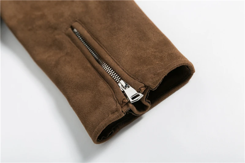 BONGOR LUSS Casual Autumn Winter Zipper  Jacket Coat Women Short Jacket Coats Turn Collar High Street Fashion Suede Coat  (15)