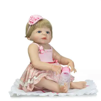 

55cm 22" Full Body Silicone Reborn Baby Doll Toys Newborn Girl Babies Dolls Brithday Gift Present Child Brinquedos Bathe toy