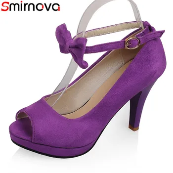

Smirnova new hot sale summer fashion ankle strap women sandals solid color butterfly cover heel high heels sandals