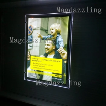 

A2 Vertical Hanging Two Sides Acrylic Frame LED Illuminated Window Display Light Pocket for Real Estate Agent Windows