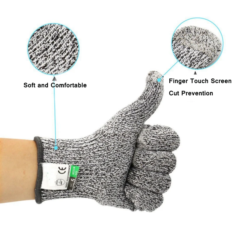 Анти устойчивые к порезам перчатки Горячая GMG серый черный HPPE EN388 ANSI анти-порез, уровень 5 рабочие перчатки устойчивые к порезам перчатки