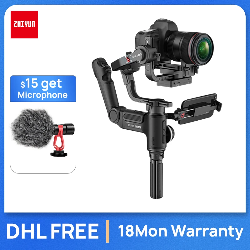 

ZHIYUN Crane 3 LAB 3-Axis Wireless Image Transmission Stabilizer ViaTouch Control Handheld Gimbal for DSLR Camera Stabilizer