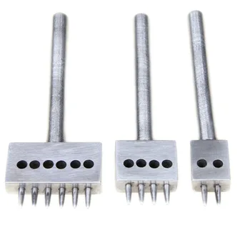 

4mm Leather Hole Punches Leather Spacing Hole Tool Leather Craft 1mm Hole Diameter Punch Tools Drilling Tool 2/4/6 Prong