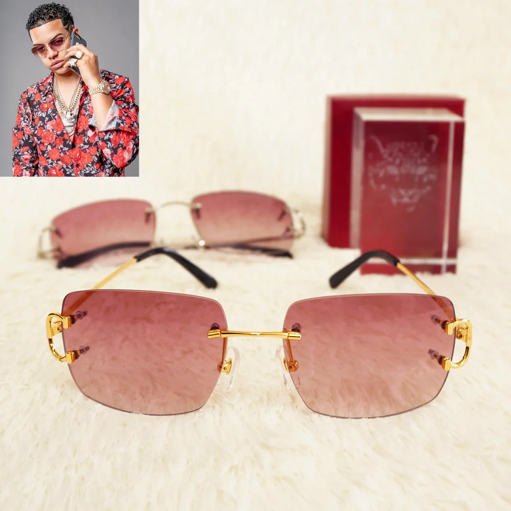 

Vintalge Square Pink Sunglasses Men Carter Red Glassses Frame Fashion Sun Glasses for Women Special Wholesale Gold Sunglasses