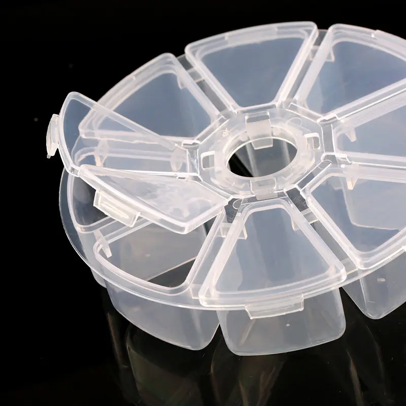 6 slots/8 slots round Compartment Plastic Storage Box for Beads earrings Adjustable Jewelry Container Transparent Box Case