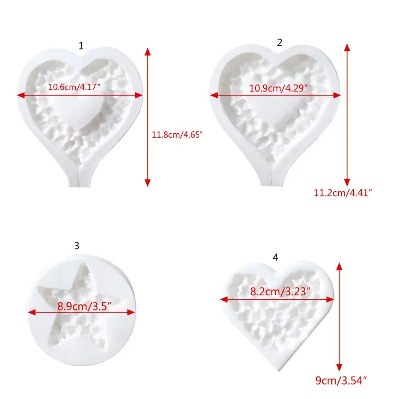 Сломанная силиконовая форма-Сердце Торт Помадка Мыло Свеча Смола Ювелирная форма