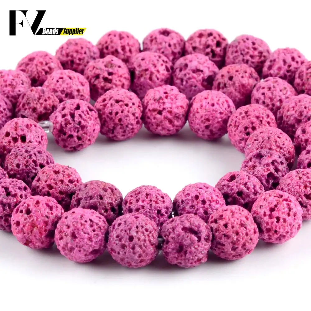 

Natural Pink Lava Stone Round Loose Beads for Jewelry Making 6-12mm Volcanic Rock Gem Beads Diy Handmade Jewellery 15inch