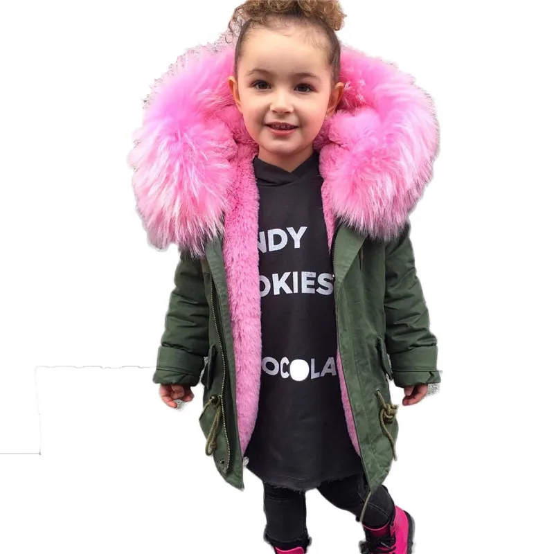 

2018 New Winter Boys Girls Hooded Jackets Toddlers Super Big Fur Parkas Children Overcoats Baby Faux Fur Outerwear Clothes G111
