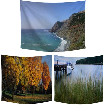 

3D Printing Pattern Living Room Decoration Tapestry Plant Lake Beach Design Beach Towels Camping Picnic Mat Decor Hanging Wall