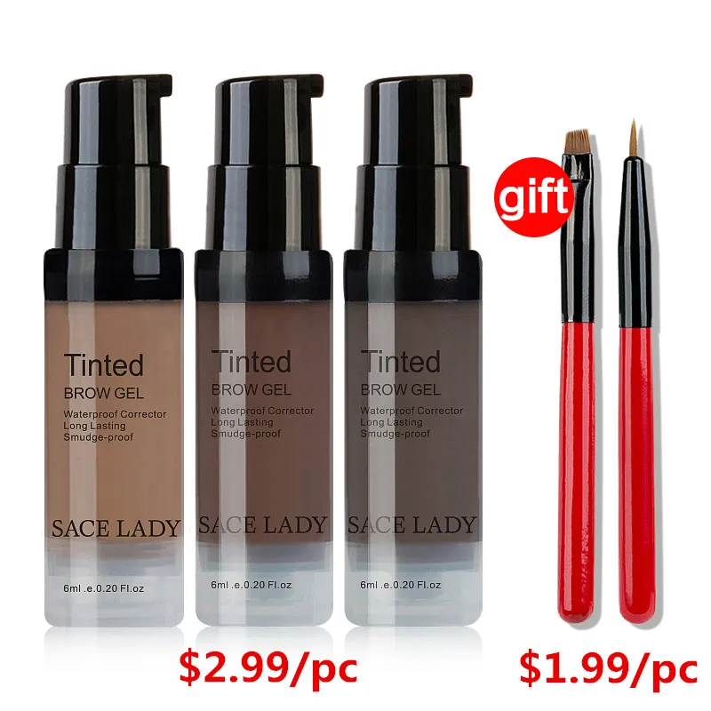 Lady à Prova Conjunto de Maquiagem Sace Dwaterproof Água Sobrancelha Matiz Gel Creme Escova Kit Compõem Pintura Enhancer Comprar 3 Obter 1 Presente Cosméticos 3 Sace lady à prova dwaterproof água sobrancelha