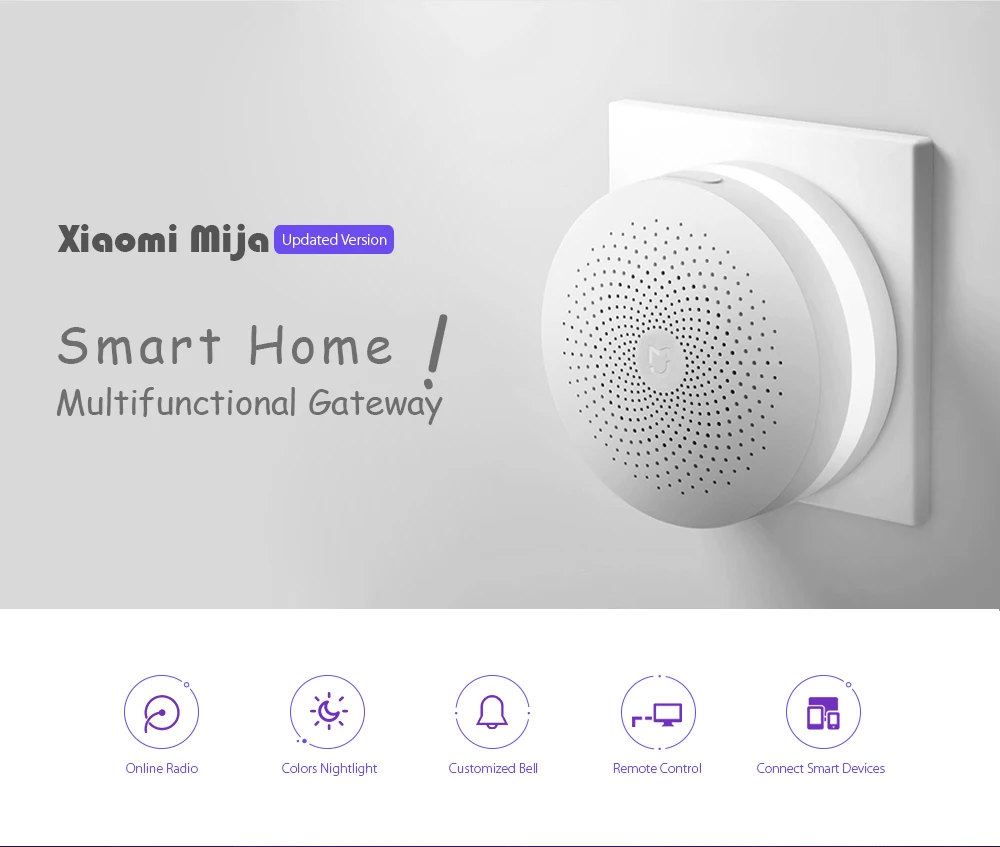 Обновленная многофункциональная система сигнализации Xiaomi Mijia Smart Home Gateway 2, Интеллектуальный WiFi Пульт дистанционного управления, Ночной светильник в режиме онлайн