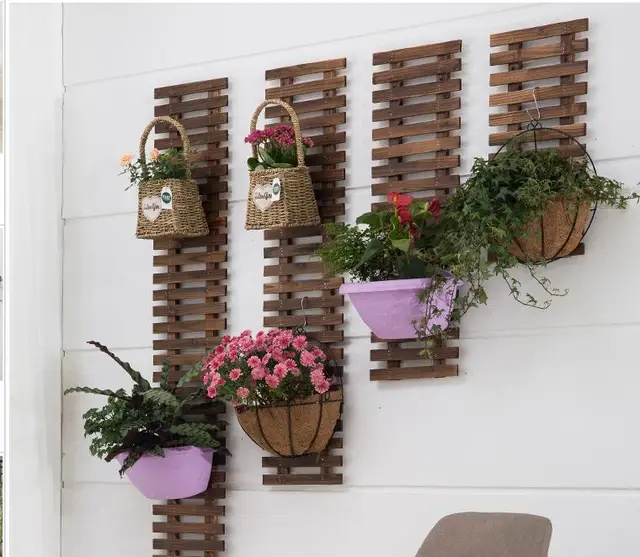 Hiasan dinding rak  bunga  kayu  Solid dinding balkon 