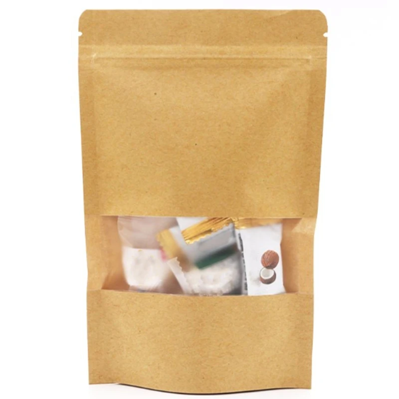 Hot Kraft Paper Tea Bag Stand Up Gift Fruit Tea Packaging Pouches Self Sealing Bags 100Pcs/Lot