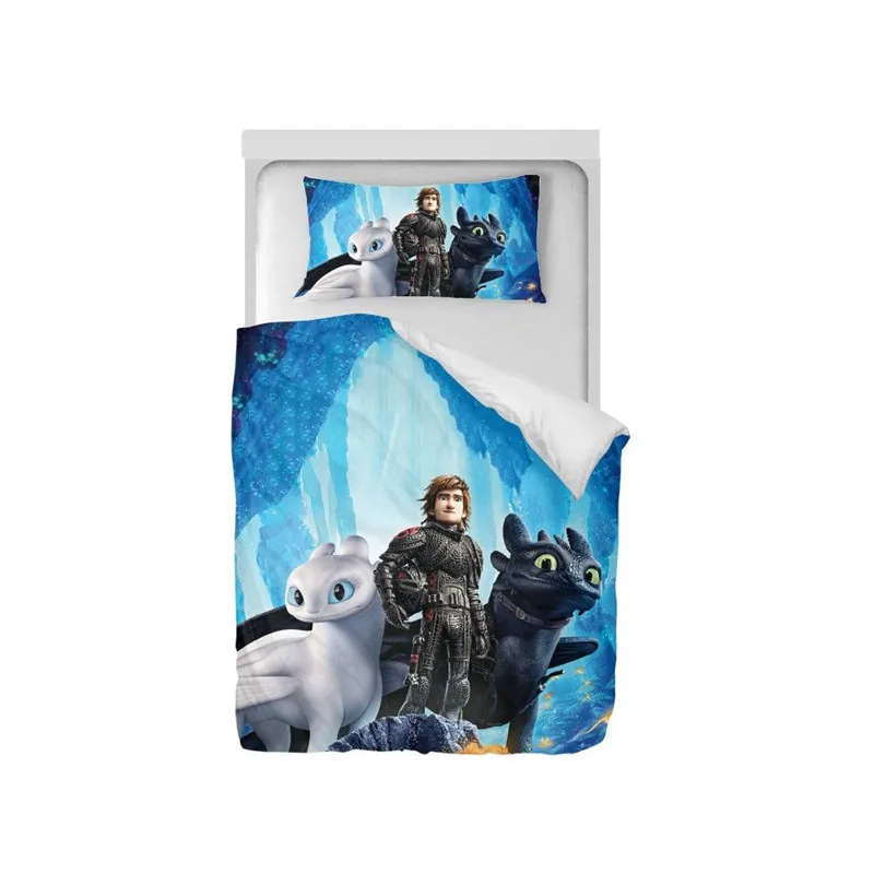 طقم سرير كيفية تدريب الخاص بك التنين 3D الطباعة أغطية لحاف واحد التوأم حجم ديكور غرفة نوم المراهقين الاطفال الأطفال السرير 2 قطعة