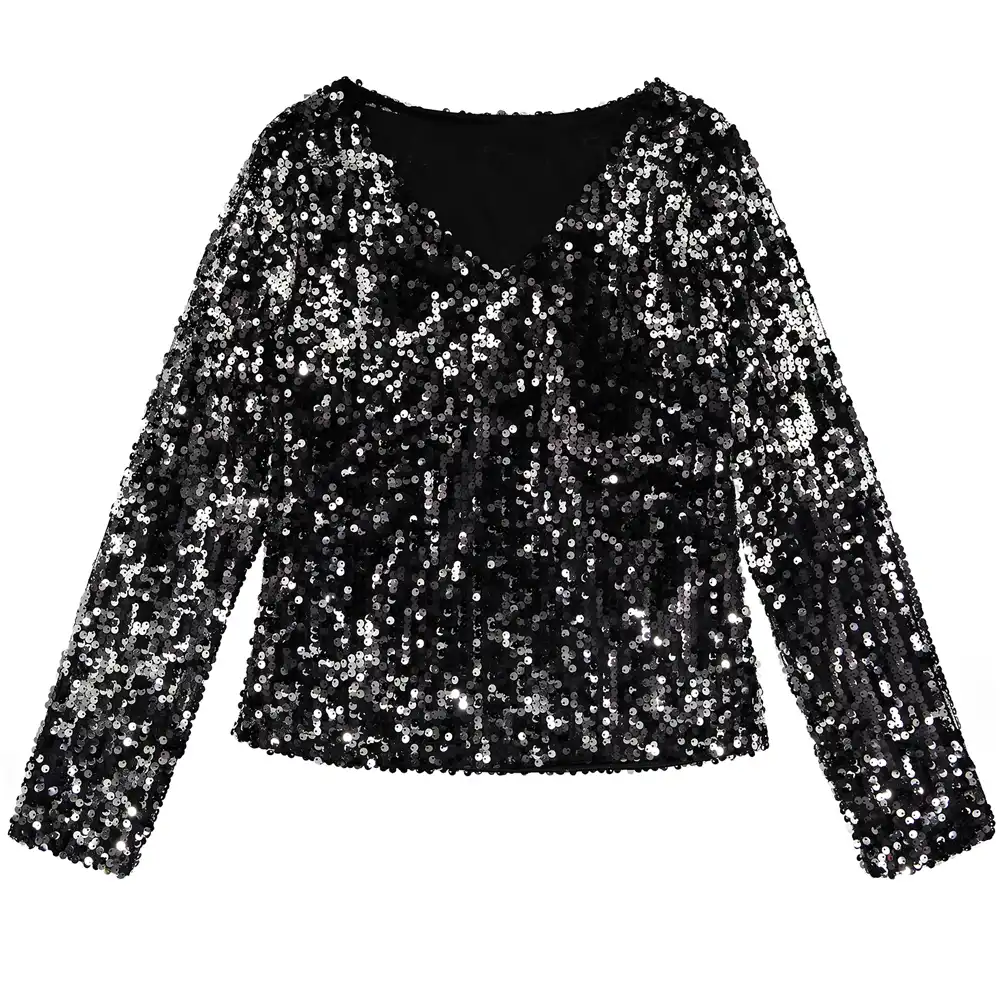 silver sequin tunic top