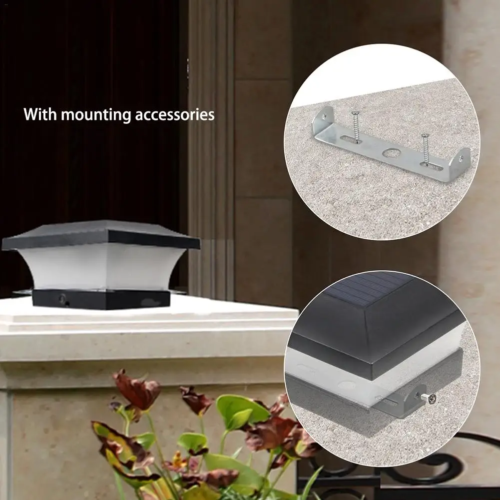 Solar Power Square Post Lights Fence Light Waterproof Outdoor Street Light LED Post Cap Lamp Garden Yard Pool Emergency Lights