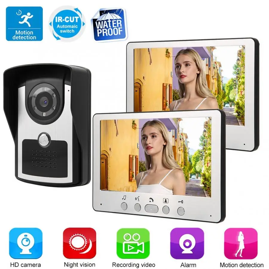 

7" LCD Video Door Phone Wired Intercom Doorbell Kit Home Entry System 1V2 815FC12