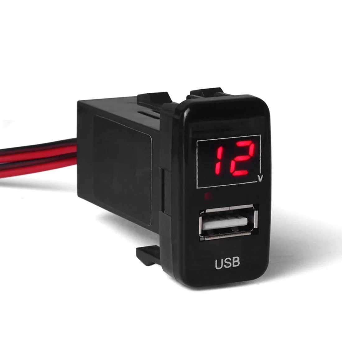 

Voltmeter Digital Display 1 USB Car Charger Adapter 5V 2.1A Fast charge For iPhone Xiaomi Samsung + Voltmeter For Toyota VIGO