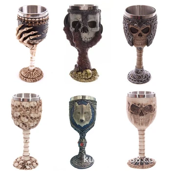 

1PC Retro Gothic Skeleton Arm Goblet High-foot Mug Skull Chalice Claw Goblet Magic Antique Glass Wine Cup For Bar Pub Tea Cup