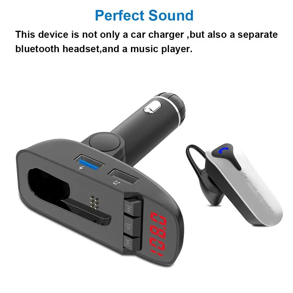 FM передатчик Bluetooth V4.2 автомобильный комплект громкой связи + гарнитура наушники