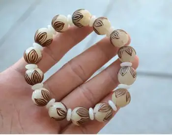 

White gem bodhi root lotus single lap hand carved hand string original seed Bodhi lotus bracelet men and women