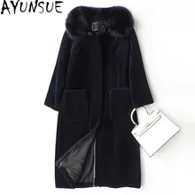AYUNSUE высокая имитация шерсти пальто женские толстые теплые черные пальто женские зимние пальто из искусственного меха женская элегантная повседневная верхняя одежда WXF076