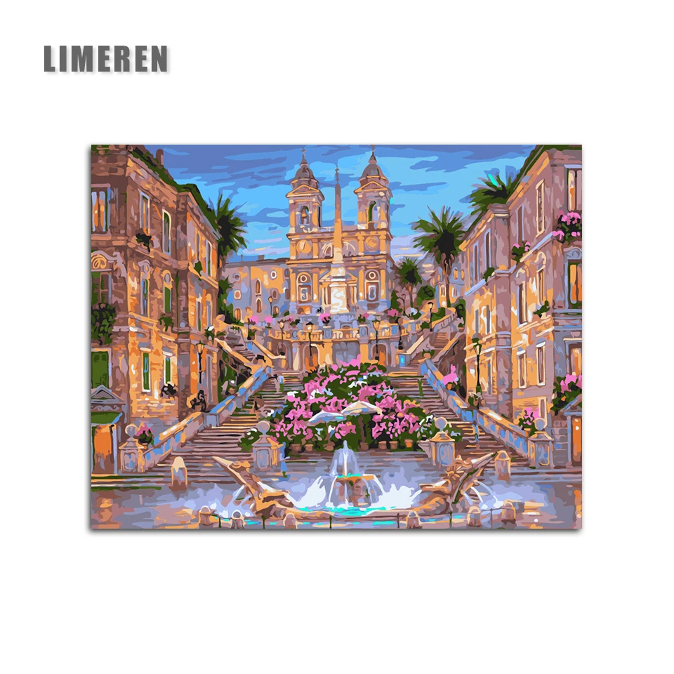 

Frameless Palace Castle pool building Painting By Numbers Coloring By Numbers