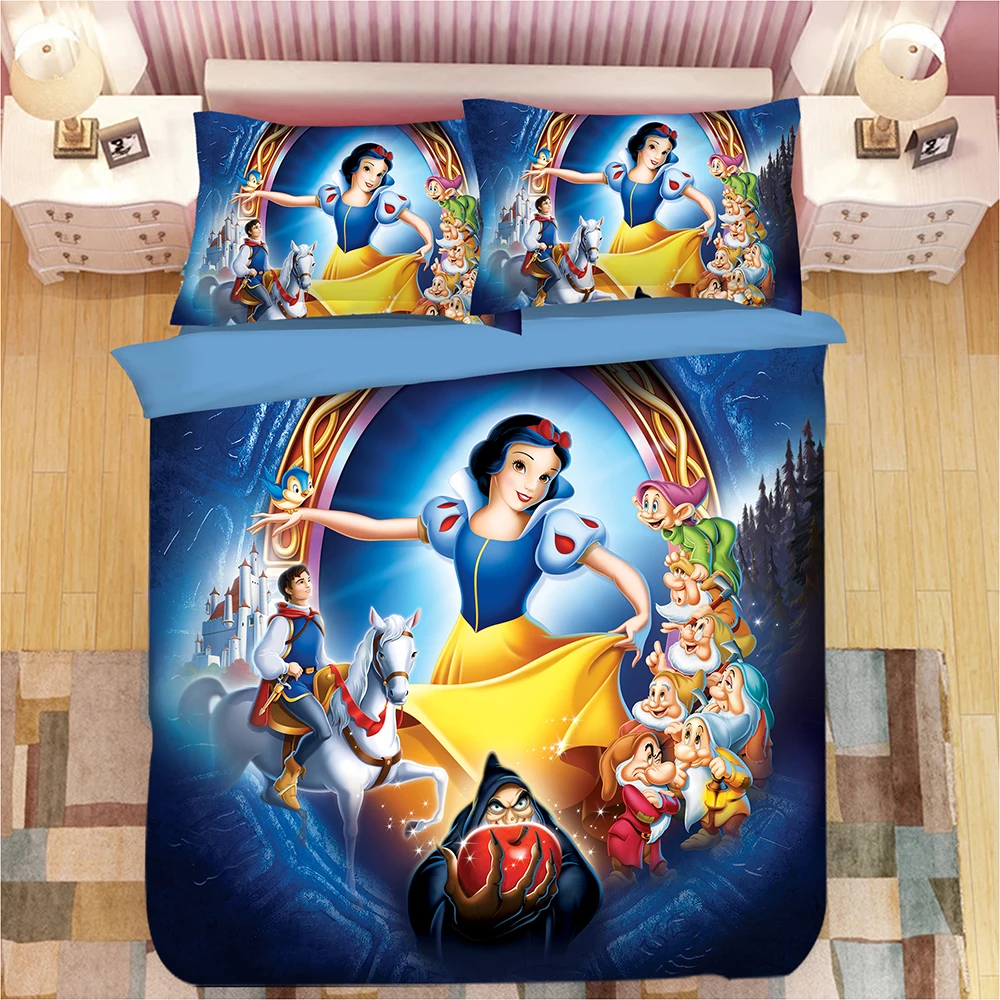 Beauty and the beast queen size bedding set disney bed sheet set 3d girl princess duvet cover baby gift pillow case kid