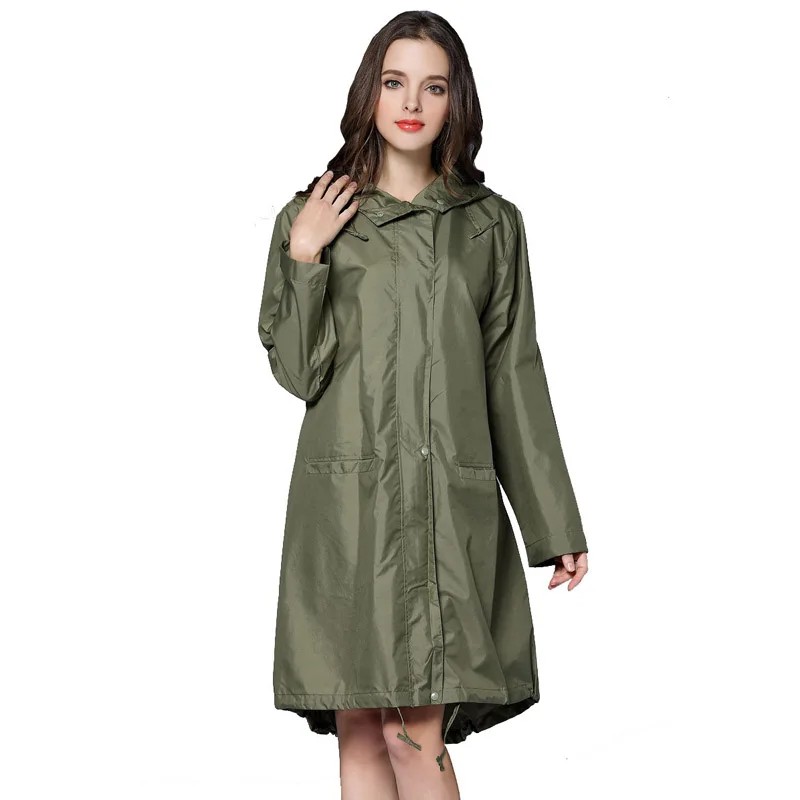Buy Best 6 Colors Waterproof Women Raincoat Hooded Long Rain Jacket Breathable Rain Coat Poncho 
